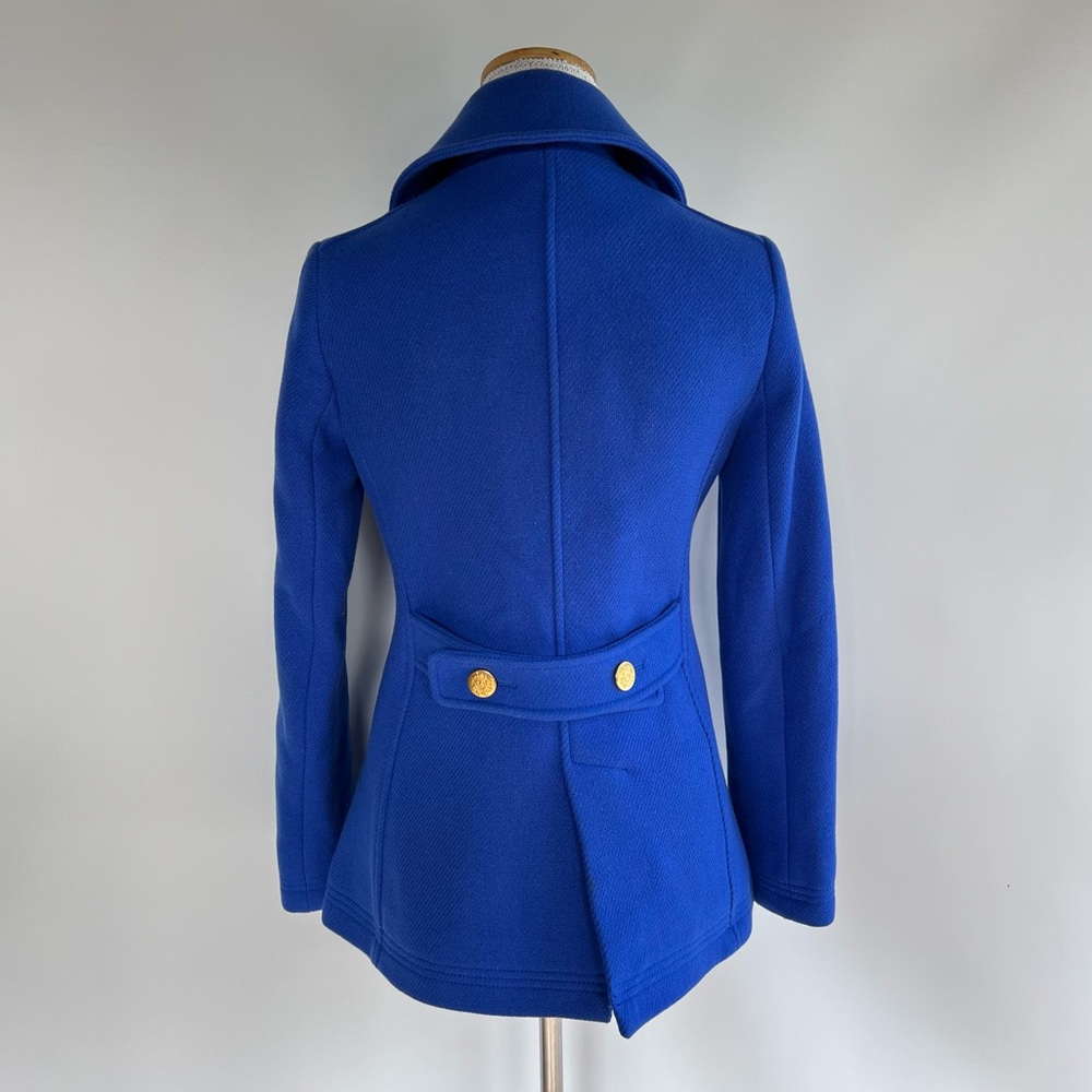 J. Crew Stadium Cloth Cobalt Blue Pea Coat - sz 2 - Picture 4 of 6